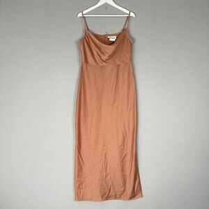 BHLDN Womens Dress 16 Pink Cowl Drape Neck Satin Slip Wedding Guest Bridesmaid